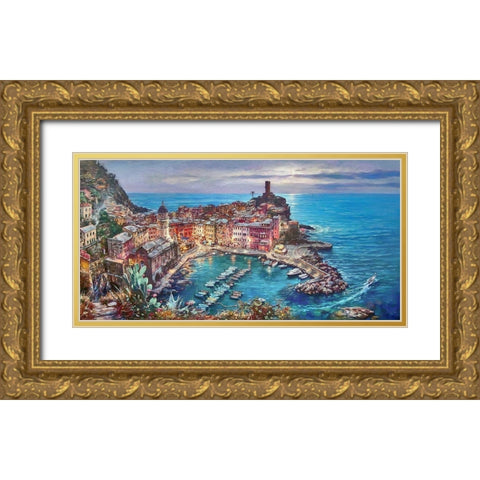 Vernazza View Gold Ornate Wood Framed Art Print with Double Matting by Bolokofsky, Ronald