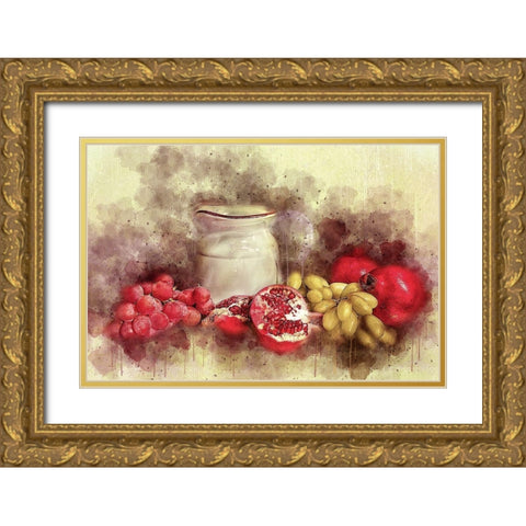 Fruit Still Life Gold Ornate Wood Framed Art Print with Double Matting by Bolokofsky, Ronald