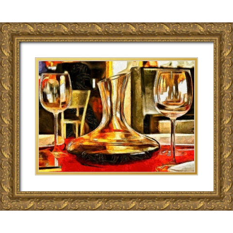 Table For Two Gold Ornate Wood Framed Art Print with Double Matting by Bolokofsky, Ronald