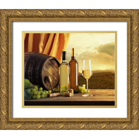 White Wines of Tuscany Gold Ornate Wood Framed Art Print with Double Matting by Bolokofsky, Ronald