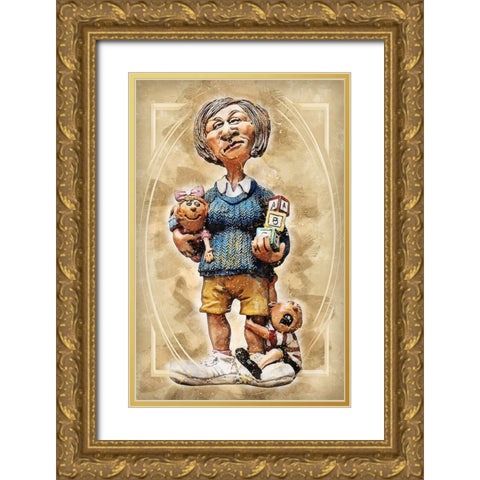Baby Sitter Gold Ornate Wood Framed Art Print with Double Matting by Bolokofsky, Ronald