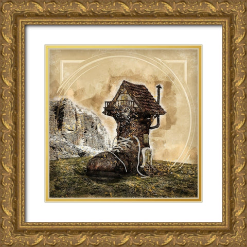Living In a Shoe Gold Ornate Wood Framed Art Print with Double Matting by Bolokofsky, Ronald