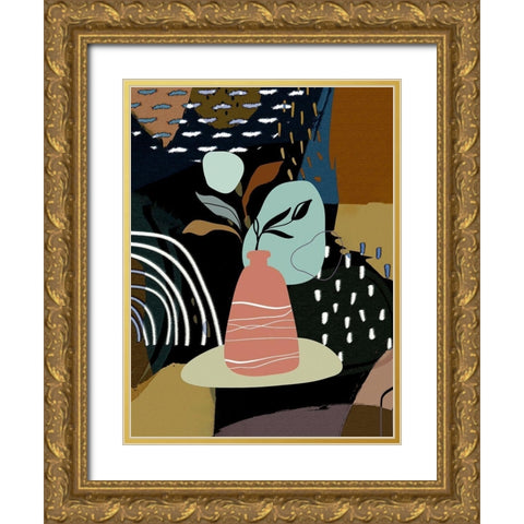 Abstract Boho Composition 656 Gold Ornate Wood Framed Art Print with Double Matting by Bolokofsky, Ronald