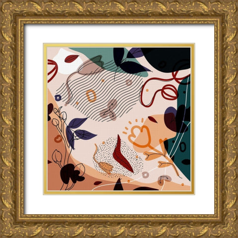 Abstract Flowers 155 Gold Ornate Wood Framed Art Print with Double Matting by Bolokofsky, Ronald