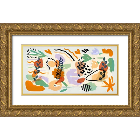 Boho Garden Elements 189 Gold Ornate Wood Framed Art Print with Double Matting by Bolokofsky, Ronald