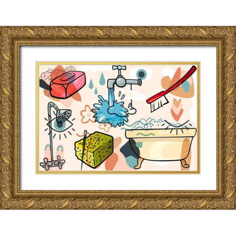 Boho Hygene 101 Gold Ornate Wood Framed Art Print with Double Matting by Bolokofsky, Ronald