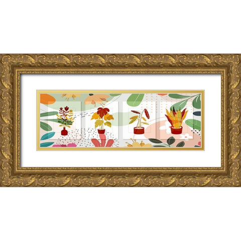 Boho Plant Life Collage 200 Gold Ornate Wood Framed Art Print with Double Matting by Bolokofsky, Ronald