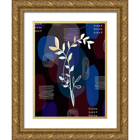 Botanical Abstract 433 Gold Ornate Wood Framed Art Print with Double Matting by Bolokofsky, Ronald