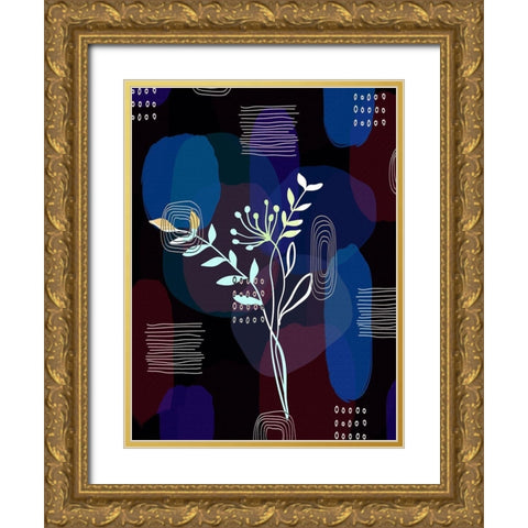 Botanical Abstract 435 Gold Ornate Wood Framed Art Print with Double Matting by Bolokofsky, Ronald