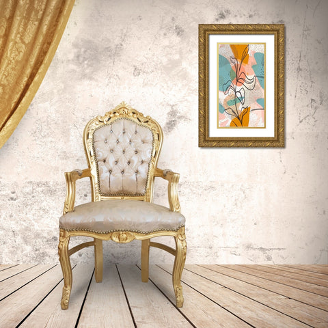 Botanical Abstract 1303 Gold Ornate Wood Framed Art Print with Double Matting by Bolokofsky, Ronald