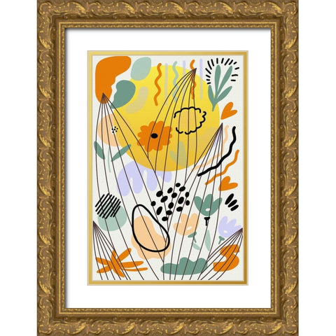Botanical Sunshine 691 Gold Ornate Wood Framed Art Print with Double Matting by Bolokofsky, Ronald