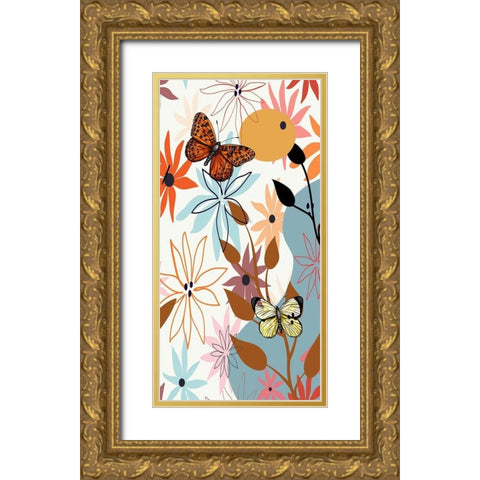 Butterfly Garden 464 Gold Ornate Wood Framed Art Print with Double Matting by Bolokofsky, Ronald