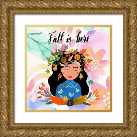 Fall Is Here Gold Ornate Wood Framed Art Print with Double Matting by Bolokofsky, Ronald