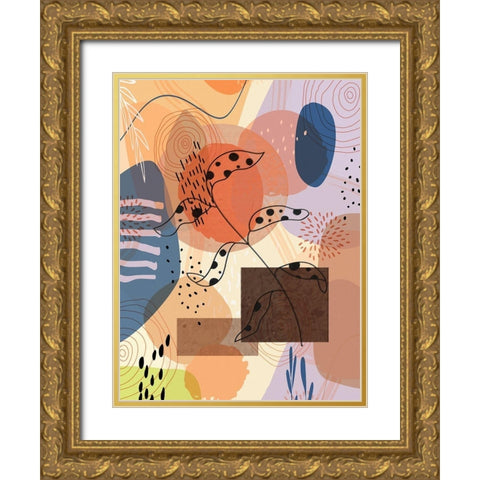 Floral Abstract 301 Gold Ornate Wood Framed Art Print with Double Matting by Bolokofsky, Ronald
