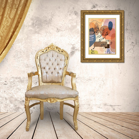 Floral Abstract 303 Gold Ornate Wood Framed Art Print with Double Matting by Bolokofsky, Ronald