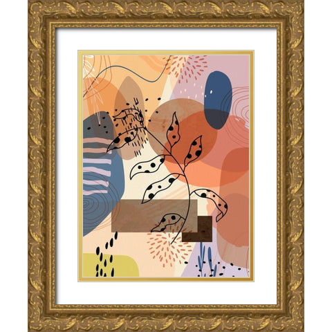 Floral Abstract 303 Gold Ornate Wood Framed Art Print with Double Matting by Bolokofsky, Ronald