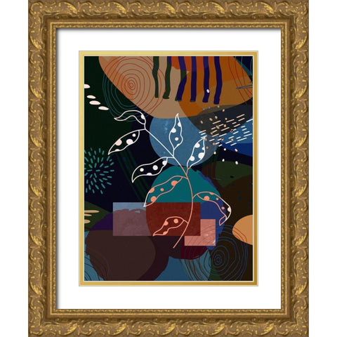 Floral Abstract 403 Gold Ornate Wood Framed Art Print with Double Matting by Bolokofsky, Ronald