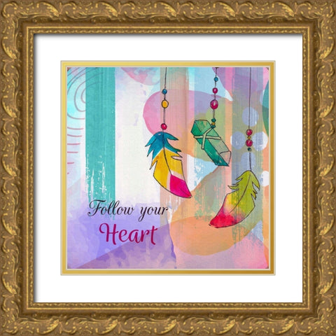 Follow Your Heart Gold Ornate Wood Framed Art Print with Double Matting by Bolokofsky, Ronald