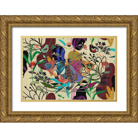 Garden Camouflage II Gold Ornate Wood Framed Art Print with Double Matting by Bolokofsky, Ronald