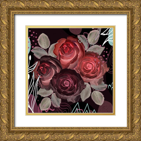 Garden Silk 481 Gold Ornate Wood Framed Art Print with Double Matting by Bolokofsky, Ronald