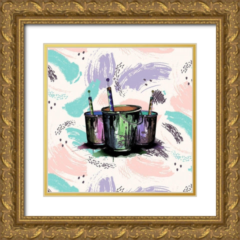 Happy Brushstrokes 255 Gold Ornate Wood Framed Art Print with Double Matting by Bolokofsky, Ronald