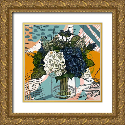 Hydragnea and Peonies Gold Ornate Wood Framed Art Print with Double Matting by Bolokofsky, Ronald