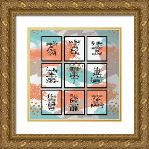 Laundry Signs 57 Gold Ornate Wood Framed Art Print with Double Matting by Bolokofsky, Ronald