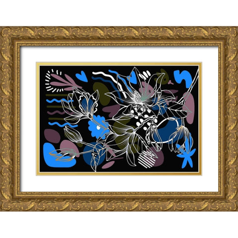 Magnolia Branch 236 Gold Ornate Wood Framed Art Print with Double Matting by Bolokofsky, Ronald