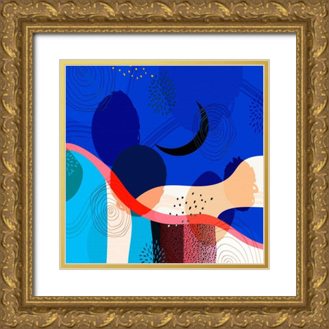 Mid Century Abstract 583 Gold Ornate Wood Framed Art Print with Double Matting by Bolokofsky, Ronald