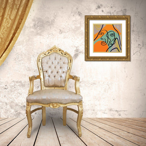 Mid Century Couple 96 Gold Ornate Wood Framed Art Print with Double Matting by Bolokofsky, Ronald