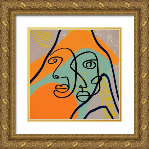 Mid Century Couple 96 Gold Ornate Wood Framed Art Print with Double Matting by Bolokofsky, Ronald