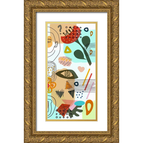 Mid Century Shapes 52C Gold Ornate Wood Framed Art Print with Double Matting by Bolokofsky, Ronald
