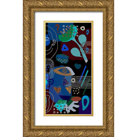 Mid Century Shapes 62C Gold Ornate Wood Framed Art Print with Double Matting by Bolokofsky, Ronald