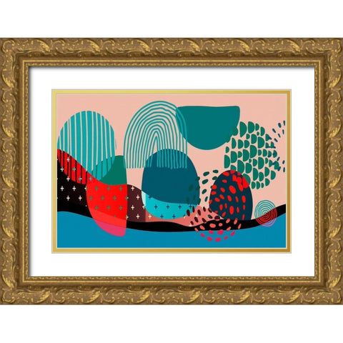 Mid Century Shapes 536 Gold Ornate Wood Framed Art Print with Double Matting by Bolokofsky, Ronald