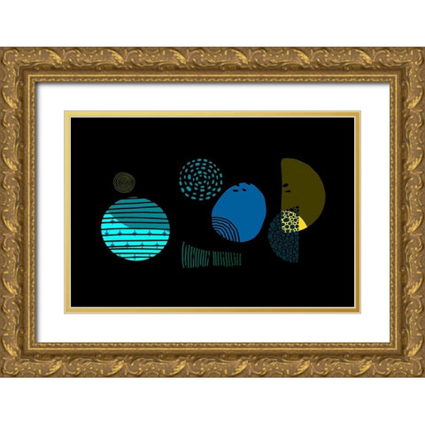 Mid Century Shapes 632 Gold Ornate Wood Framed Art Print with Double Matting by Bolokofsky, Ronald
