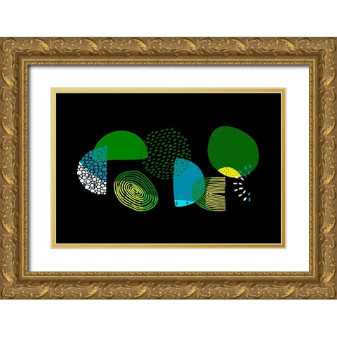Mid Century Shapes 634 Gold Ornate Wood Framed Art Print with Double Matting by Bolokofsky, Ronald