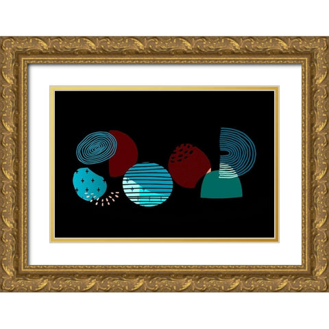 Mid Century Shapes 635 Gold Ornate Wood Framed Art Print with Double Matting by Bolokofsky, Ronald