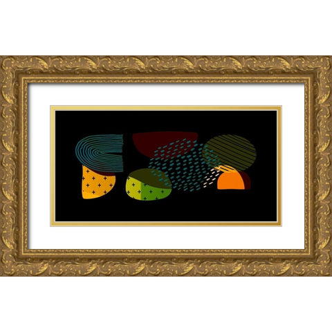 Mid Century Shapes 731 Gold Ornate Wood Framed Art Print with Double Matting by Bolokofsky, Ronald