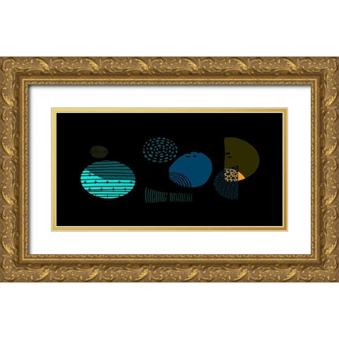 Mid Century Shapes 732 Gold Ornate Wood Framed Art Print with Double Matting by Bolokofsky, Ronald