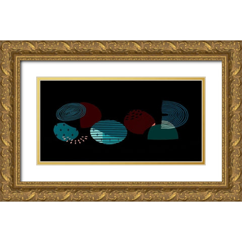 Mid Century Shapes 735 Gold Ornate Wood Framed Art Print with Double Matting by Bolokofsky, Ronald