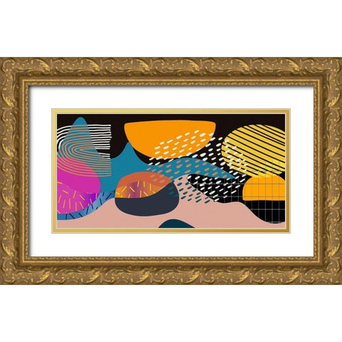 Mid Century Shapes 831 Gold Ornate Wood Framed Art Print with Double Matting by Bolokofsky, Ronald