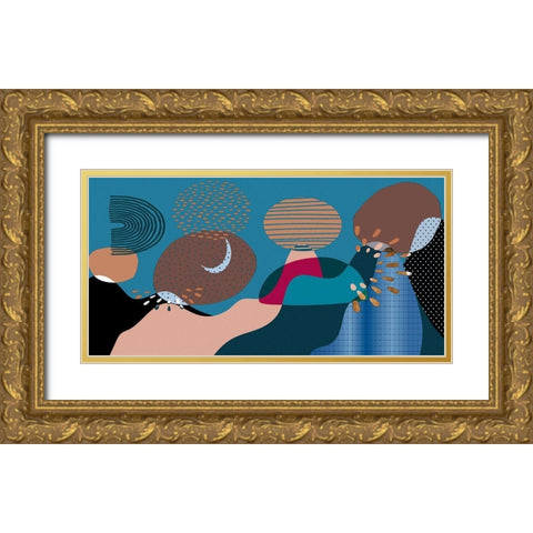 Mid Century Shapes 833 Gold Ornate Wood Framed Art Print with Double Matting by Bolokofsky, Ronald