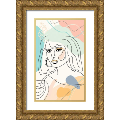 Mid Century Woman 122 Gold Ornate Wood Framed Art Print with Double Matting by Bolokofsky, Ronald