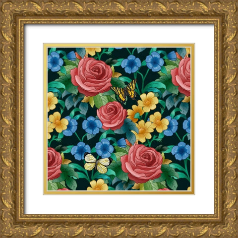 Rose Garden Gold Ornate Wood Framed Art Print with Double Matting by Bolokofsky, Ronald