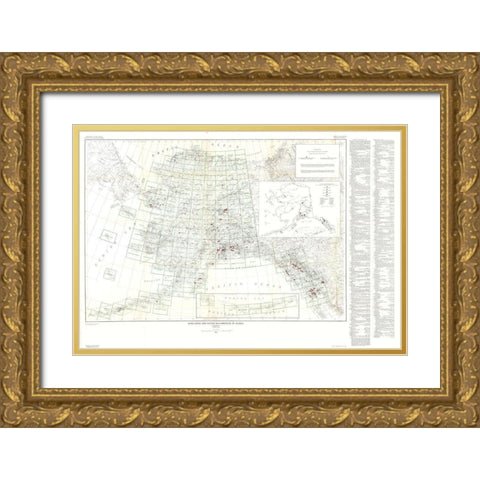 Lode Gold Silver Occurrences Alaska - Cobb 1946 Gold Ornate Wood Framed Art Print with Double Matting by Cobb