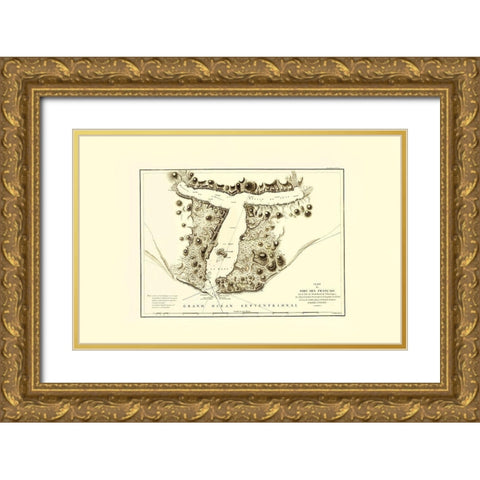 Lituya Bay - Depot De La Marine 1797 Gold Ornate Wood Framed Art Print with Double Matting by Depot De La Marine