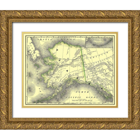 Alaska - Dept of Interior 1879 Gold Ornate Wood Framed Art Print with Double Matting by DOI