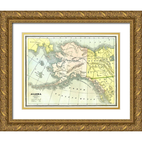 Alaska - Cram 1886 Gold Ornate Wood Framed Art Print with Double Matting by Cram
