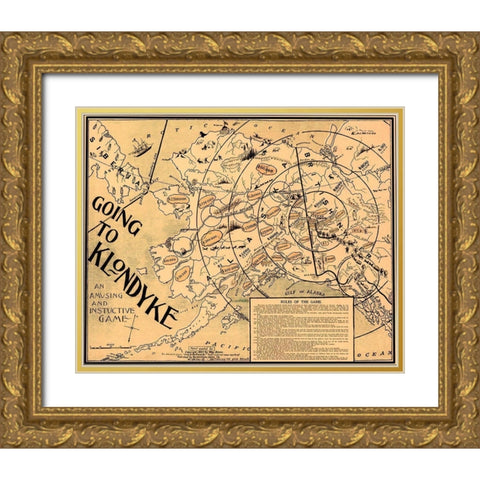 Going to Klondyke Game - Klondyke Game 1897 Gold Ornate Wood Framed Art Print with Double Matting by Klondyke Game