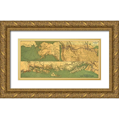 Alaska Excursion Steamers, N Pacific Railroad Gold Ornate Wood Framed Art Print with Double Matting by Fee